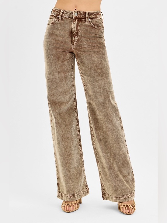 Risen Jeans Pants - PW21322X MOCHA PLUS Risen High Rise Wide Leg Corduroy Pants